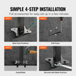 VEVOR Outdoor Stair Railing, Fits for 0-5 Steps Transitional Wrought Iron Handrail, Adjustable Exterior Stair Railing, Handrails for Concrete Steps with Installation Kit, Matte Black Outdoor Handrail