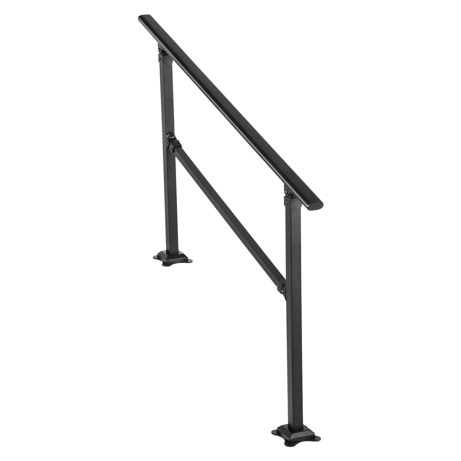VEVOR Outdoor Stair Railing, Fits for 0-5 Steps Transitional Wrought Iron Handrail, Adjustable Exterior Stair Railing, Handrails for Concrete Steps with Installation Kit, Matte Black Outdoor Handrail