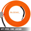 VEVOR Flip Line 5/8 Inch, Wire Core Flipline 8 ft, Wire Core Flip Line Kit with Triple Lock Carabiner Adjuster, Steel Swivel Snap, Climbing Flipline for Fall Protection, Arborist, Tree Climbers