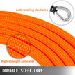 VEVOR Flip Line 5/8 Inch, Wire Core Flipline 8 ft, Wire Core Flip Line Kit with Triple Lock Carabiner Adjuster, Steel Swivel Snap, Climbing Flipline for Fall Protection, Arborist, Tree Climbers