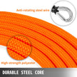 VEVOR Flip Line 5/8 Inch, Wire Core Flipline 10 ft, Wire Core Flip Line Kit with Triple Lock Carabiner Adjuster, Steel Swivel Snap, Climbing Flipline for Fall Protection, Arborist, Tree Climbers