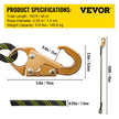 VEVOR Vertical Lifeline Assembly, 150 ft Fall Protection Rope, Polyester Roofing Rope, CE Compliant Fall Arrest Protection Equipment with Alloy Steel Rope Grab, Two Snap Hooks, Shock Absorber