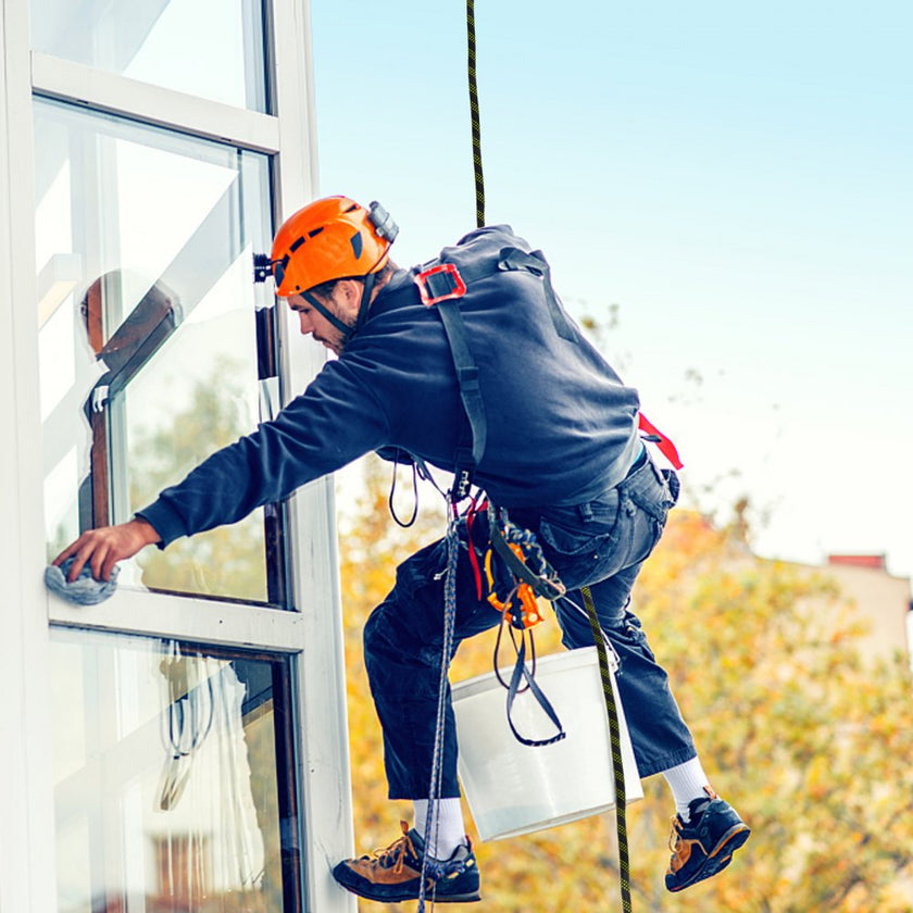 VEVOR Vertical Lifeline Assembly, 150 ft Fall Protection Rope, Polyester Roofing Rope, CE Compliant Fall Arrest Protection Equipment with Alloy Steel Rope Grab, Two Snap Hooks, Shock Absorber