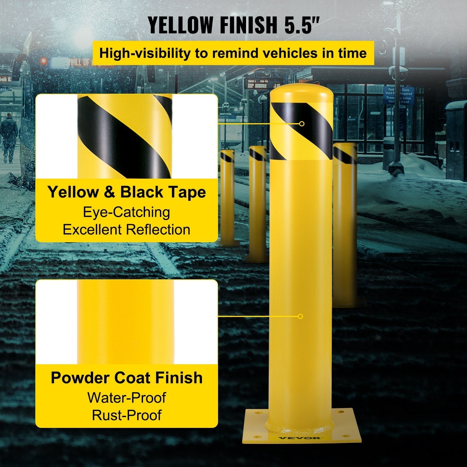 VEVOR Safety Bollard 24-5.5 Safety Barrier Bollard 5-1/2