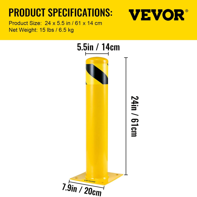 VEVOR Safety Bollard 24-5.5 Safety Barrier Bollard 5-1/2