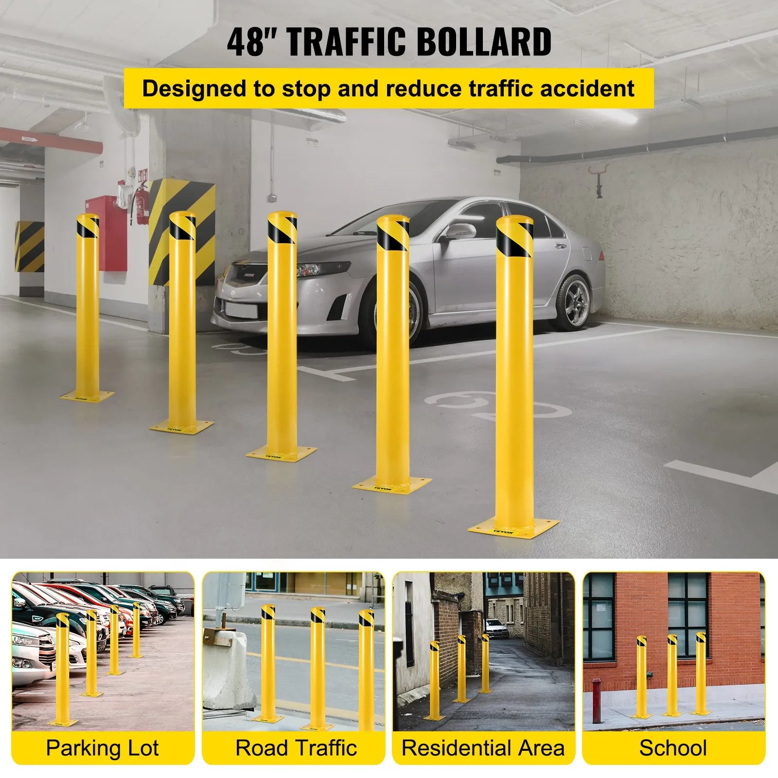 VEVOR Safety Bollard 48-5.5, Safety Barrier Bollard 5-1/2\