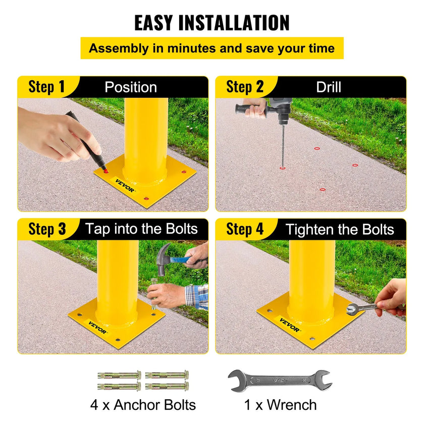 VEVOR Safety Bollard 48-5.5, Safety Barrier Bollard 5-1/2\