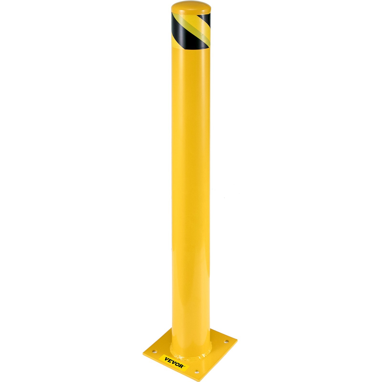 VEVOR Safety Bollard, 48 Inch Height Bollard Post, 5.5 Inch Diameter Steel Pipe Safety Bollard Post, Yellow Steel Bollard, Steel Safety Bollard with 8 Anchor Bolts, Perfect for Traffic-Sensitive Area