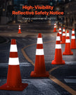 VEVOR Safety Cones, 28 in/73 cm Height, 12 PCS PVC Orange Traffic Cone with 2 Reflective Collars and Weighted Base, Used for Traffic Control, Driveway Road Parking and School Improvement