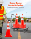 VEVOR Safety Cones, 28 in/73 cm Height, 12 PCS PVC Orange Traffic Cone with 2 Reflective Collars and Weighted Base, Used for Traffic Control, Driveway Road Parking and School Improvement
