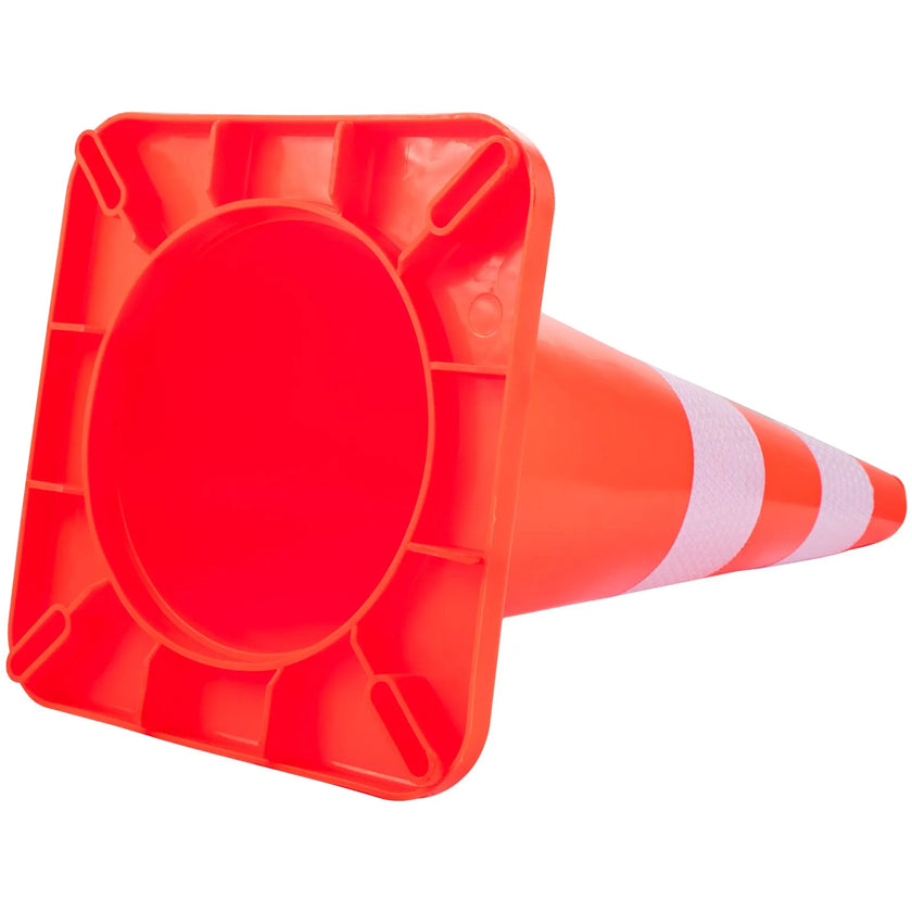 VEVOR Safety Cones, 28 in/73 cm Height, 12 PCS PVC Orange Traffic Cone with 2 Reflective Collars and Weighted Base, Used for Traffic Control, Driveway Road Parking and School Improvement