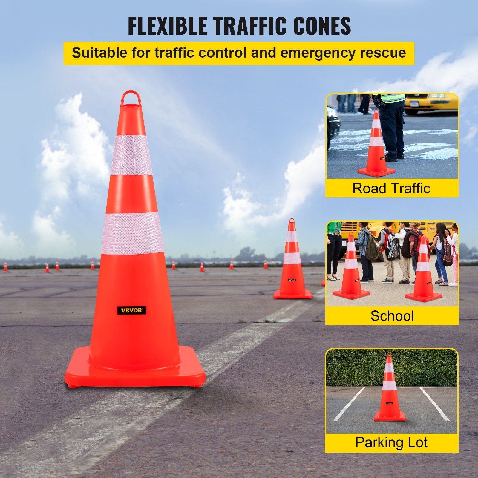 VEVOR Safety Cones Traffic Cones 6 x 28