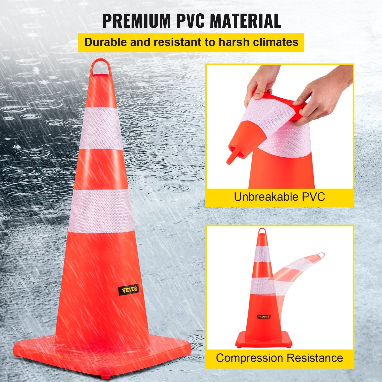 VEVOR Safety Cones Traffic Cones 6 x 28