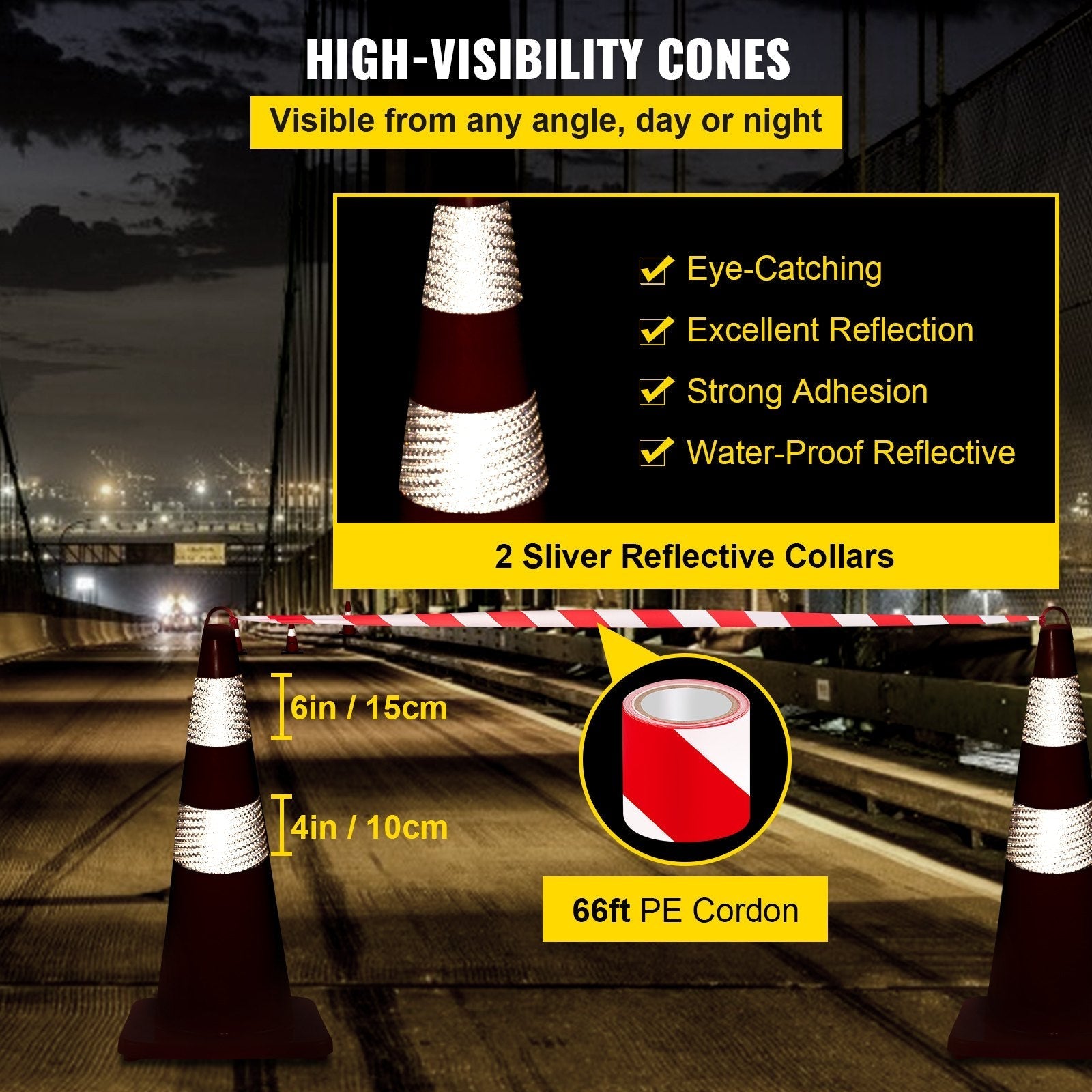 VEVOR Safety Cones Traffic Cones 6 x 28