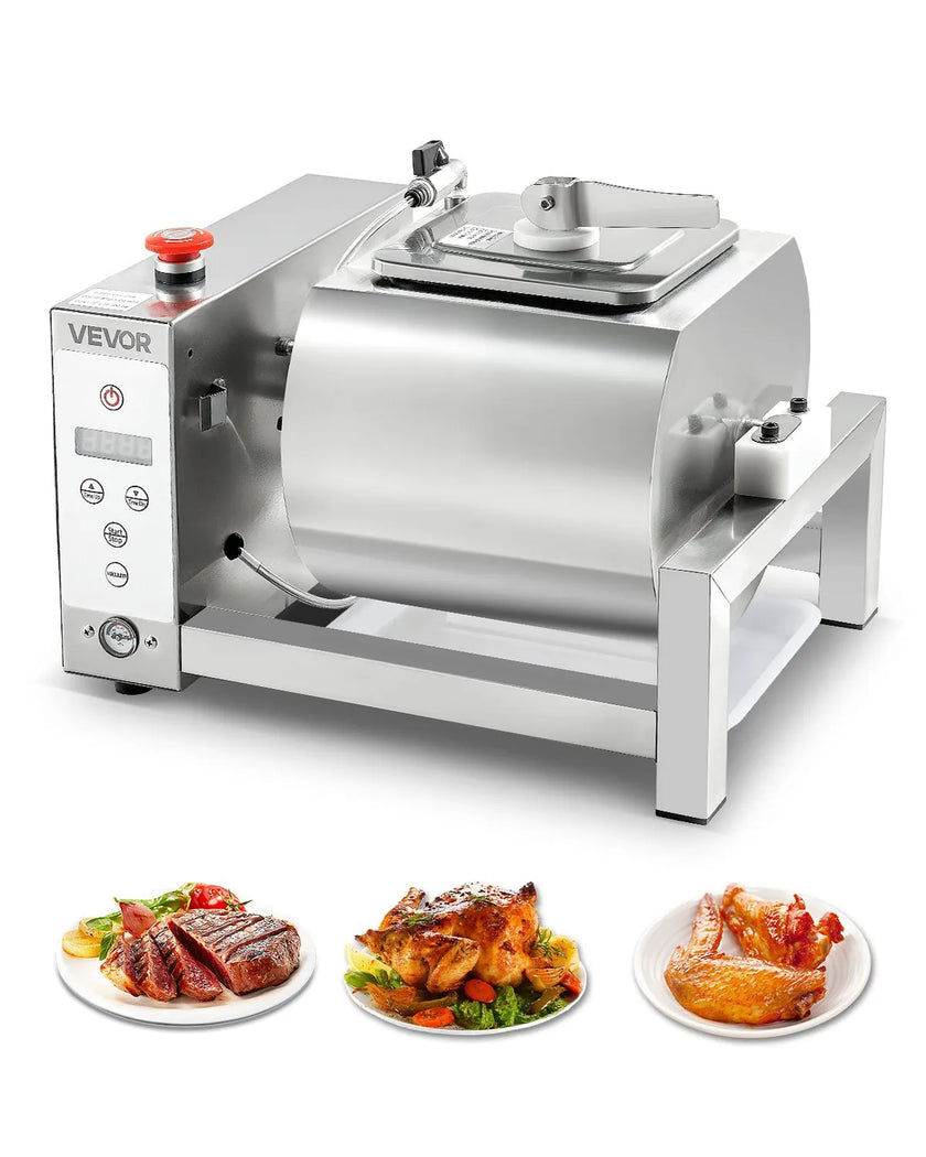 VEVOR Vacuum Meat Tumbler Marinator Machine 10L for Chicken Fish Stainless Steel
