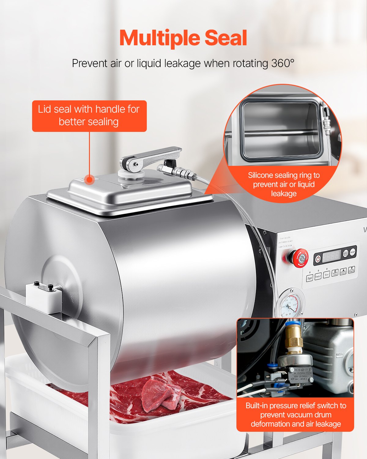 VEVOR Vacuum Meat Tumbler Marinator Machine 40L for Chicken Steak Commercial