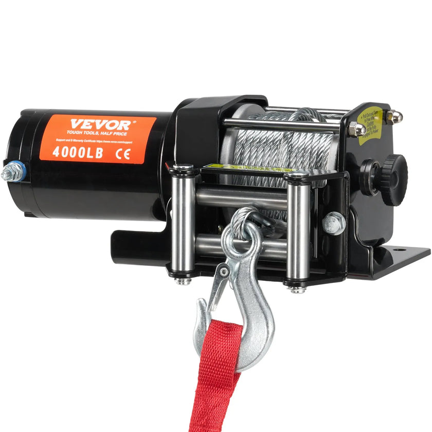 VEVOR Electric Winch ATV UTV 4000 lb Steel Cable IP55 Waterproof Remote Control
