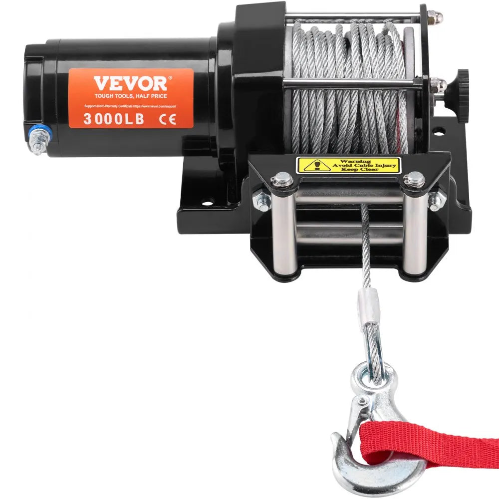 VEVOR Electric Winch ATV UTV 3000 lb Steel Cable IP55 Waterproof Wired Control