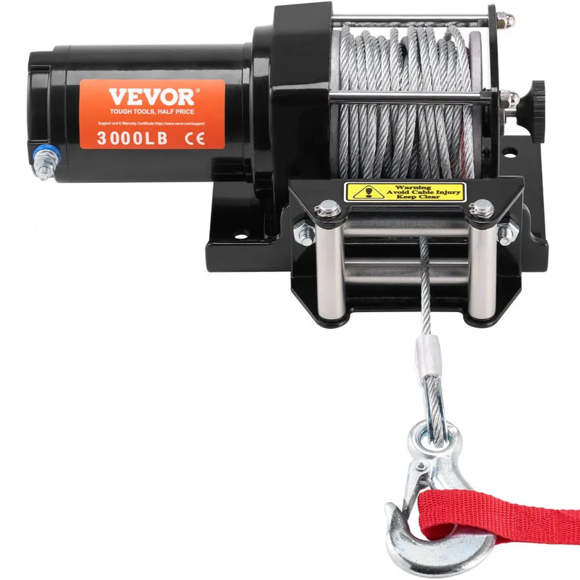 VEVOR Electric Winch ATV UTV 3000 lb Steel Cable IP55 Waterproof Wired Control