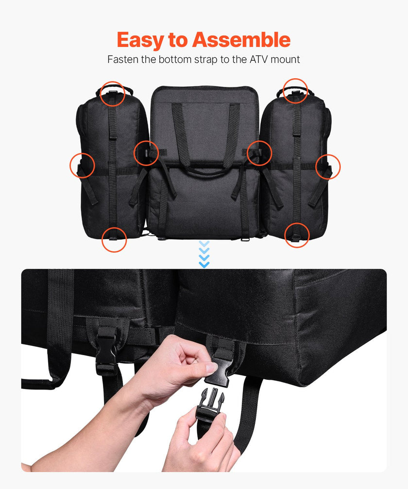 VEVOR 74L ATV Rear Storage Bag 600D Oxford Cloth Rear Cargo Bag & Sponge Cushion