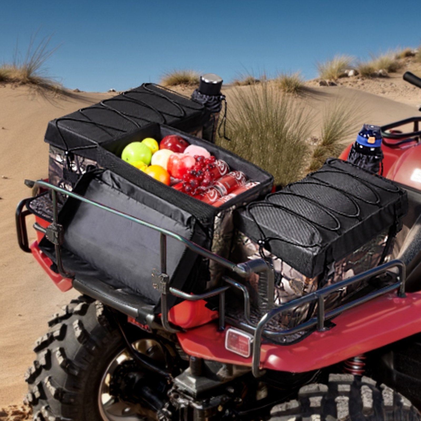 VEVOR 68L ATV Rear Storage Bag 600D Oxford Cloth Rear Cargo Bag & Sponge Cushion