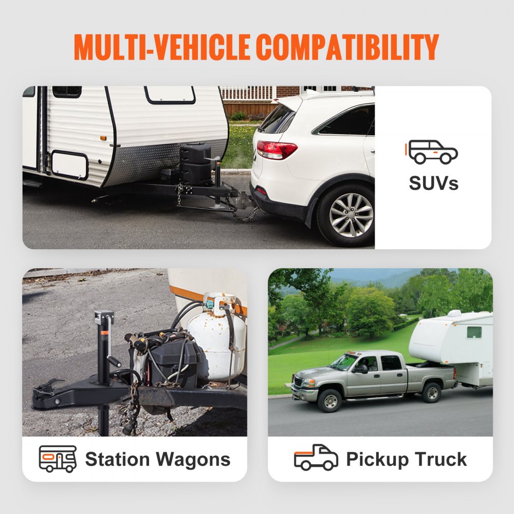 VEVOR A-Frame Trailer Coupler, Fits 2-Inch Hitch Ball Size, 8000 lbs Towing Capacity, Heavy Duty Steel Coupler, Ideal for Towing Station Wagons, Pickup Trucks, SUVs, Campers, Black Coating Surface