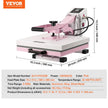 VEVOR Heat Press Machine 15x15 in Slide Out Heat Transfer Machine T-Shirts Pink