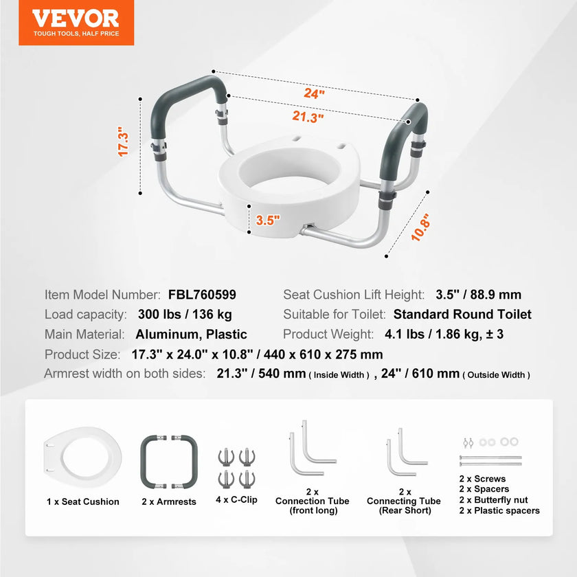 VEVOR Raised Toilet Seat, 3.5