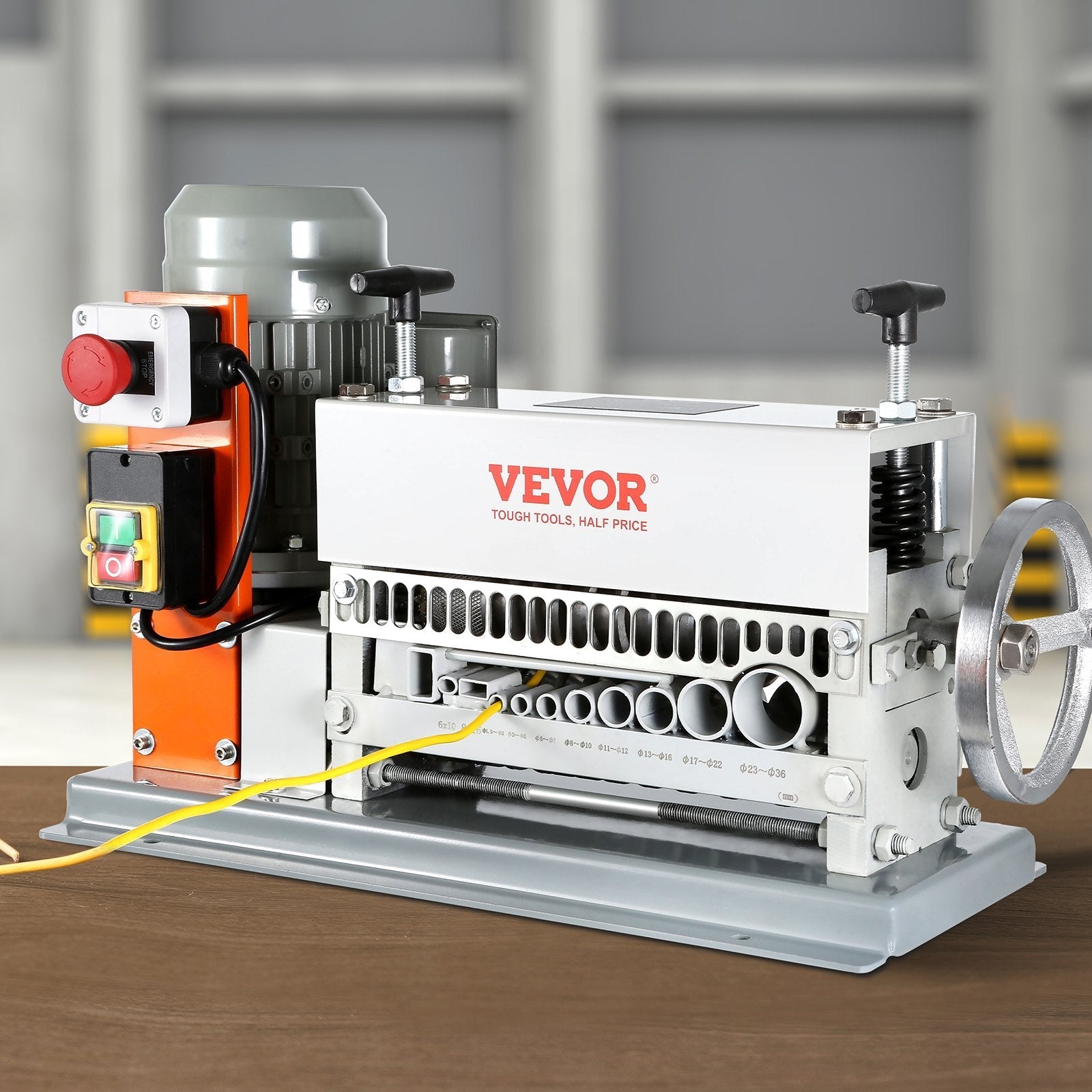 VEVOR Automatic Wire Stripping Machine, 0.06''-1.57'' Electric Motorized Cable Stripper, 370 W, 88 ft/min Wire Peeler with An Extra Manual Crank, 11 Channels for Scrap Copper Recycling