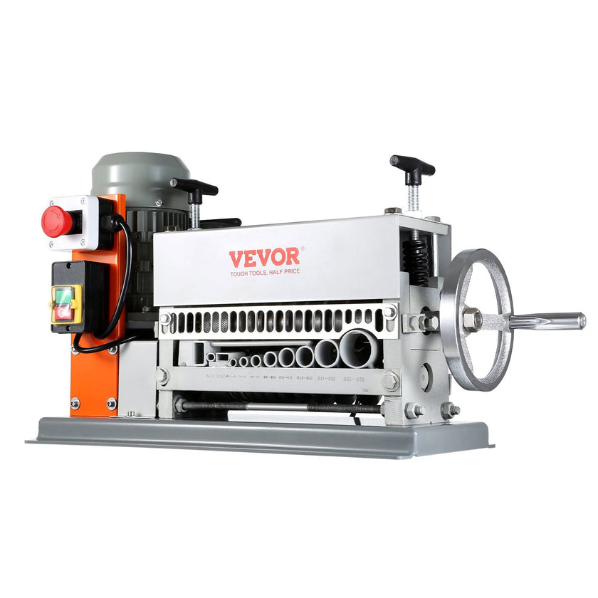 VEVOR Automatic Wire Stripping Machine, 0.06''-1.57'' Electric Motorized Cable Stripper, 370 W, 88 ft/min Wire Peeler with An Extra Manual Crank, 11 Channels for Scrap Copper Recycling