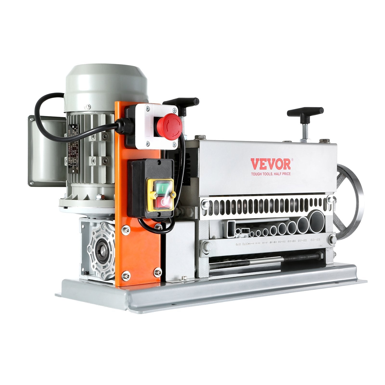 VEVOR Automatic Wire Stripping Machine, 0.06''-1.57'' Electric Motorized Cable Stripper, 370 W, 88 ft/min Wire Peeler with An Extra Manual Crank, 11 Channels for Scrap Copper Recycling