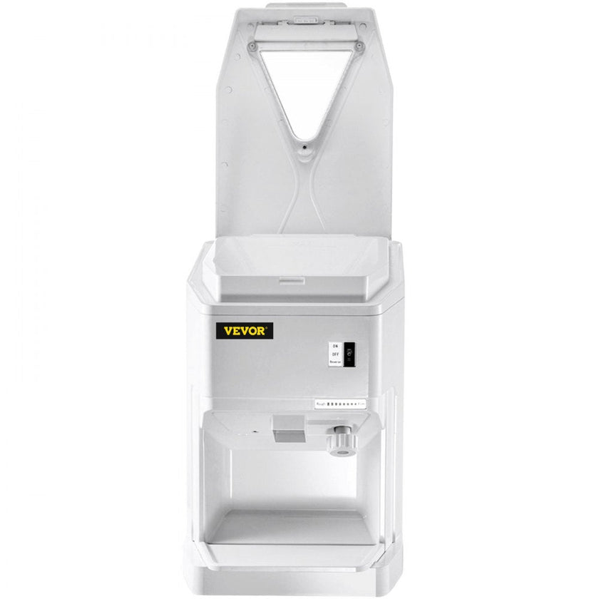 VEVOR Ice Shaver Machine Electric, Shaved Ice Machine Commercial 265 LBS/H, Snow Cone Maker w/ Ice Hopper & Lid, 250W Ice Crusher w/ Drain Pipe Tabletop Shaved Ice Maker w/ Adjustable Fineness White