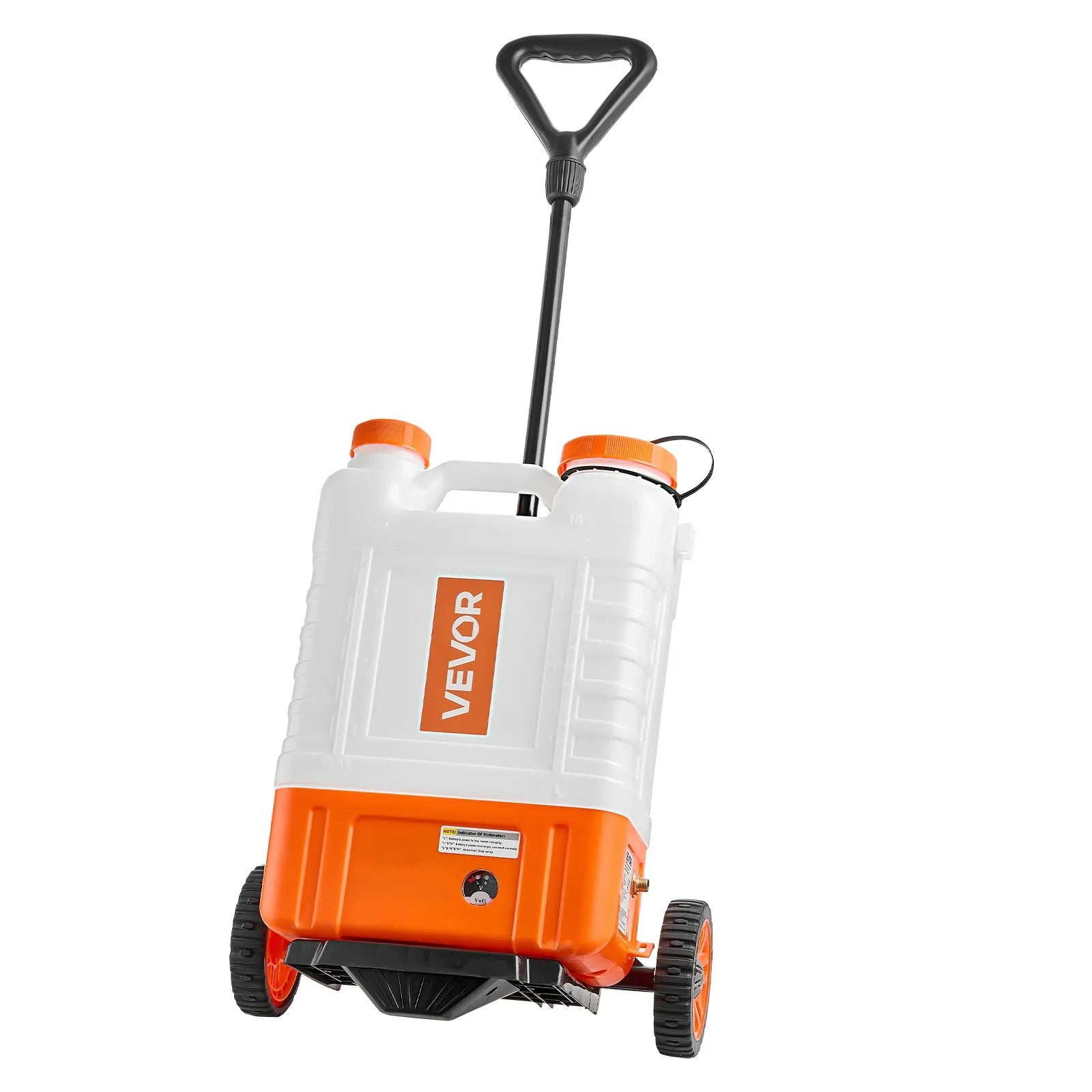 VEVOR Battery Powered Backpack Sprayer with Cart, 0-94 PSI Adjustable Pressure, 4 Gallon Tank on Wheels, with 8 Nozzles and 2 Wands, 12V 7.2Ah Battery, Wide Mouth Lid for Weeding, Spraying, Cleaning