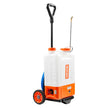 VEVOR Battery Powered Backpack Sprayer with Cart, 0-94 PSI Adjustable Pressure, 4 Gallon Tank on Wheels, with 8 Nozzles and 2 Wands, 12V 7.2Ah Battery, Wide Mouth Lid for Weeding, Spraying, Cleaning