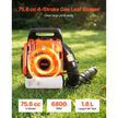 75.6cc 4-Stroke Gas Backpack Leaf Blower – 615 CFM, 179 MPH with 1.8L Fuel Tank