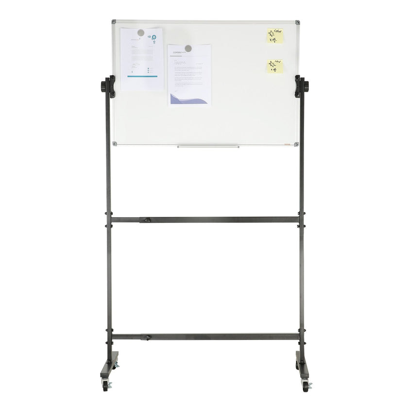 VEVOR Rolling Magnetic Whiteboard, Double-sided Mobile Whiteboard 36x24 Inches, Adjustable Height Dry Erase Board with Wheels, 1 Magnetic Erase & 3 Dry Erase Markers & Movable Tray Office, School