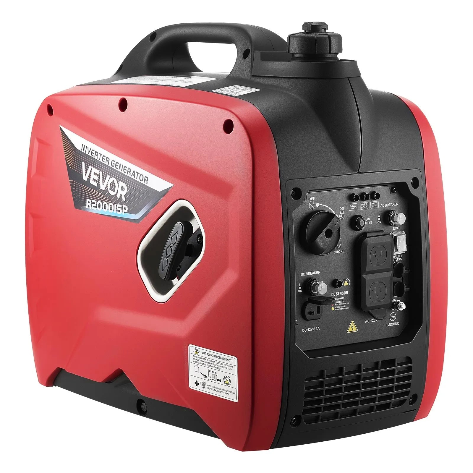 2900W Peak Portable Inverter Generator, 1800W Running Power, Quiet Gas-Powered Generator with CO Sensor