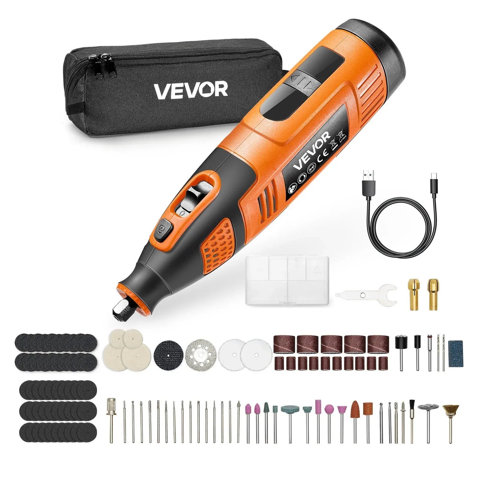 VEVOR 119-Piece Cordless Rotary Tool Kit, DC12V Portable Mini Power Rotary Tool, 28-Level Speed 5000-32000 RPM Multi-Purpose DIY Tools for Engraving, Sanding, Polishing, Carving, Cutting, DIY Crafts