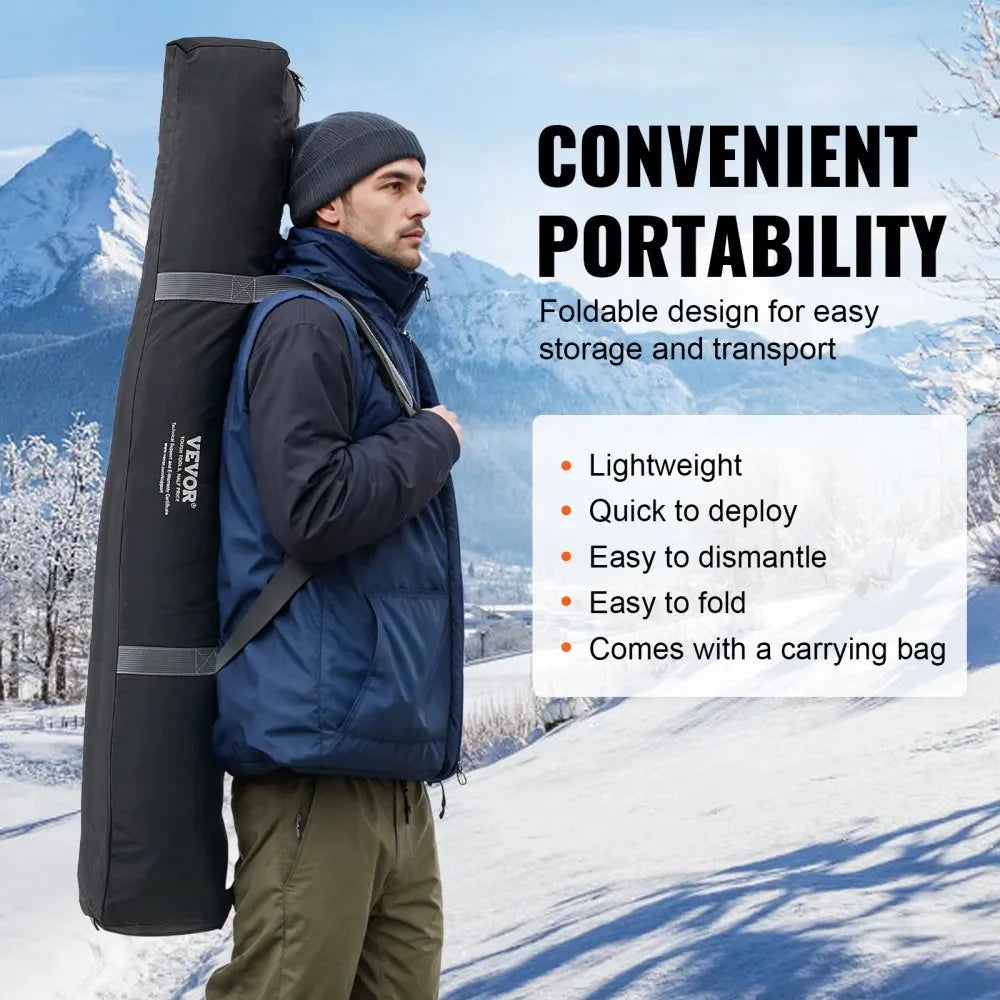 VEVOR Portable Ice Shelter, 4-6 Person Insulated Pop-Up Ice Fishing Tent, 50 Square Feet Fishable Area, Thermal Ice Shanty for Winter Fishing, Ice Cube with Anchors, Ropes, Carrying Bag, 130
