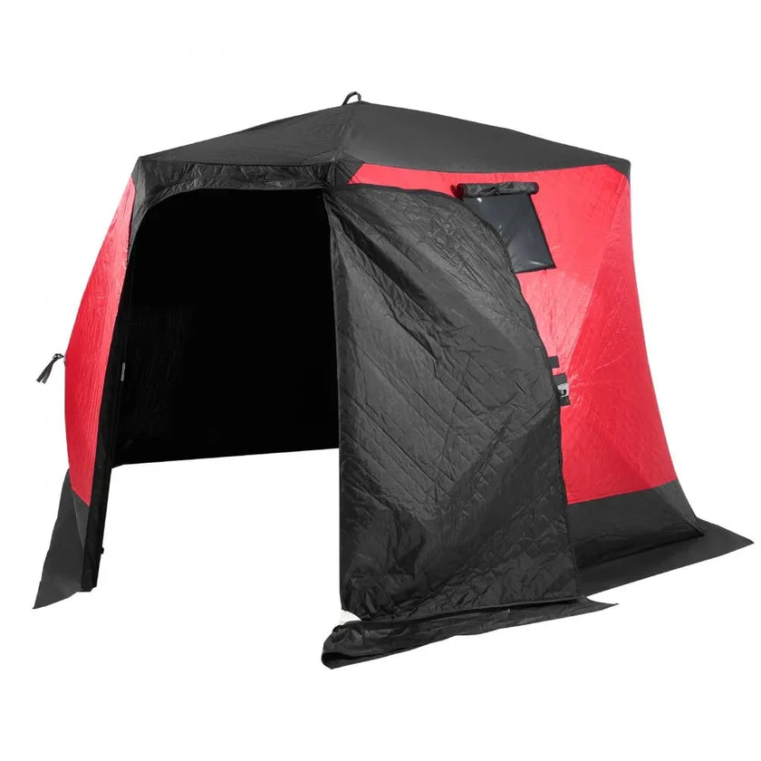 VEVOR Portable Ice Shelter, 4-6 Person Insulated Pop-Up Ice Fishing Tent, 50 Square Feet Fishable Area, Thermal Ice Shanty for Winter Fishing, Ice Cube with Anchors, Ropes, Carrying Bag, 130