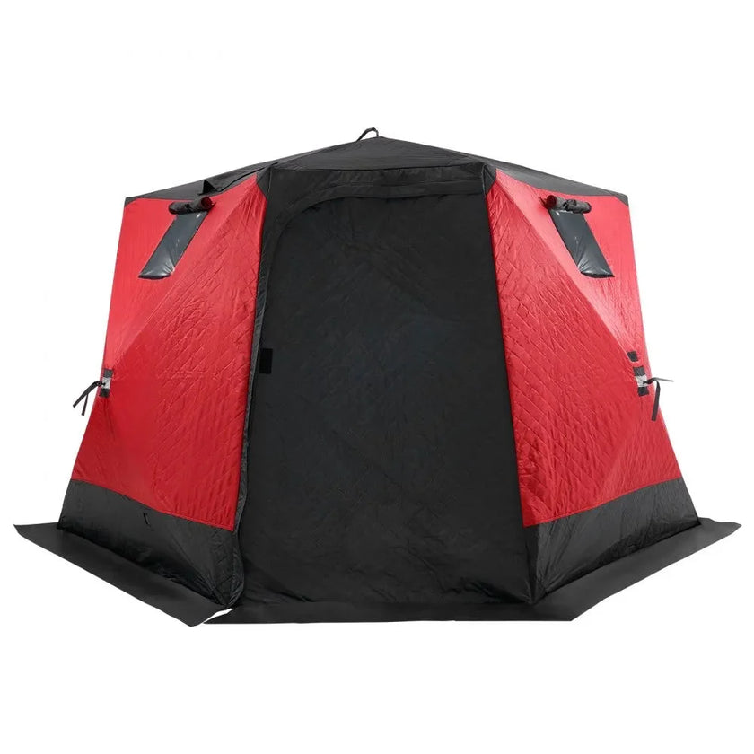 VEVOR Portable Ice Shelter, 4-6 Person Insulated Pop-Up Ice Fishing Tent, 50 Square Feet Fishable Area, Thermal Ice Shanty for Winter Fishing, Ice Cube with Anchors, Ropes, Carrying Bag, 130