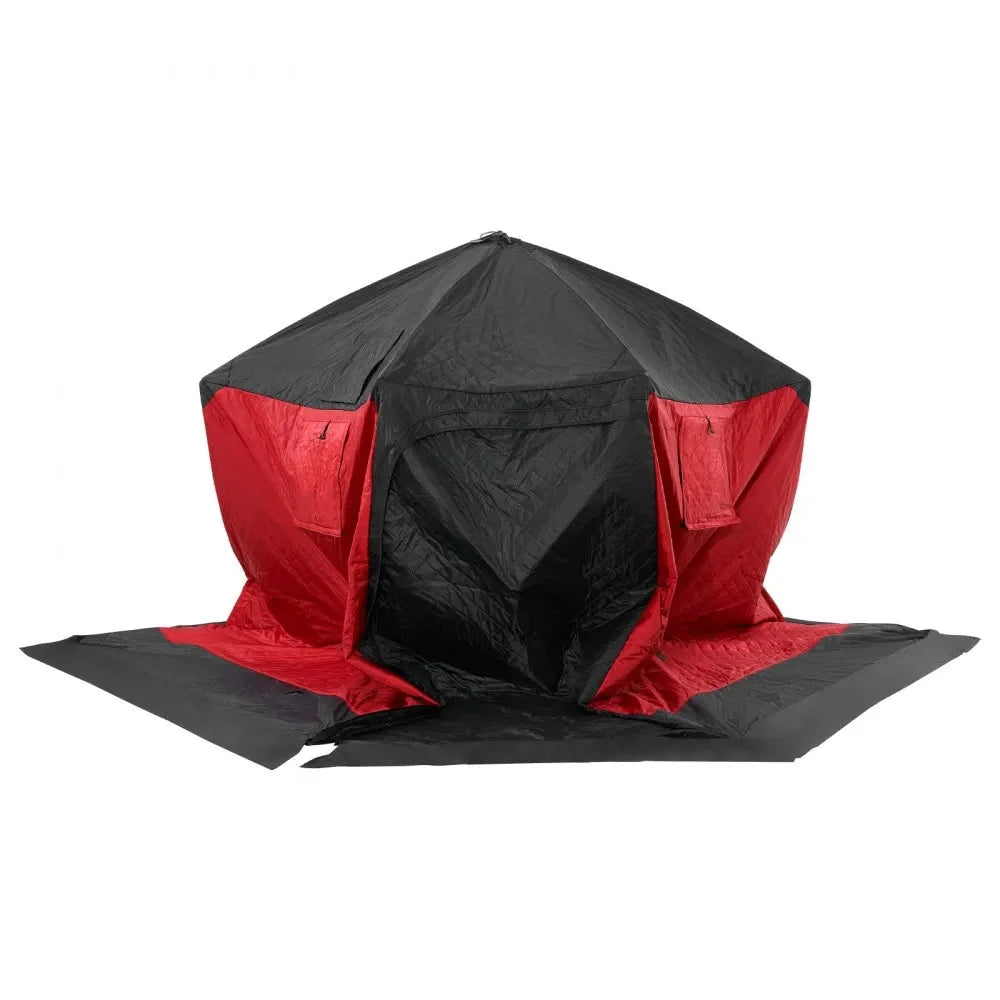 VEVOR Portable Ice Shelter, 4-6 Person Insulated Pop-Up Ice Fishing Tent, 50 Square Feet Fishable Area, Thermal Ice Shanty for Winter Fishing, Ice Cube with Anchors, Ropes, Carrying Bag, 130