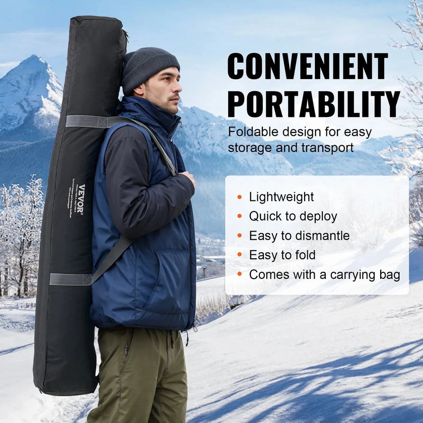 VEVOR Portable Ice Shelter, 6-8 Person Pop-Up Ice Fishing Tent, 70 Square Feet Fishable Area, Ice Shanty for Winter Fishing, Waterproof Oxford Ice Cube with Anchors/Ropes/Carrying Bag, 142