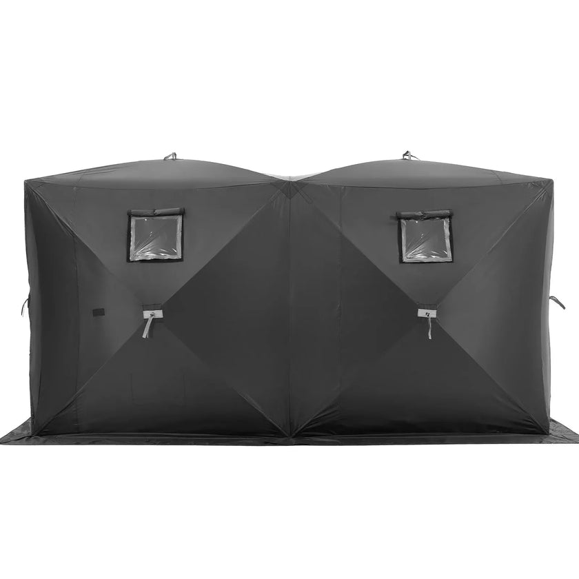 VEVOR Portable Ice Shelter, 6-8 Person Pop-Up Ice Fishing Tent, 70 Square Feet Fishable Area, Ice Shanty for Winter Fishing, Waterproof Oxford Ice Cube with Anchors/Ropes/Carrying Bag, 142