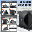 VEVOR Portable Ice Shelter, 1-2 Person Pop-Up Ice Fishing Tent, 24 Square Feet Fishable Area, Ice Shanty for Winter Fishing, Waterproof Oxford Ice Cube with Anchors/Ropes/Carrying Bag, 60
