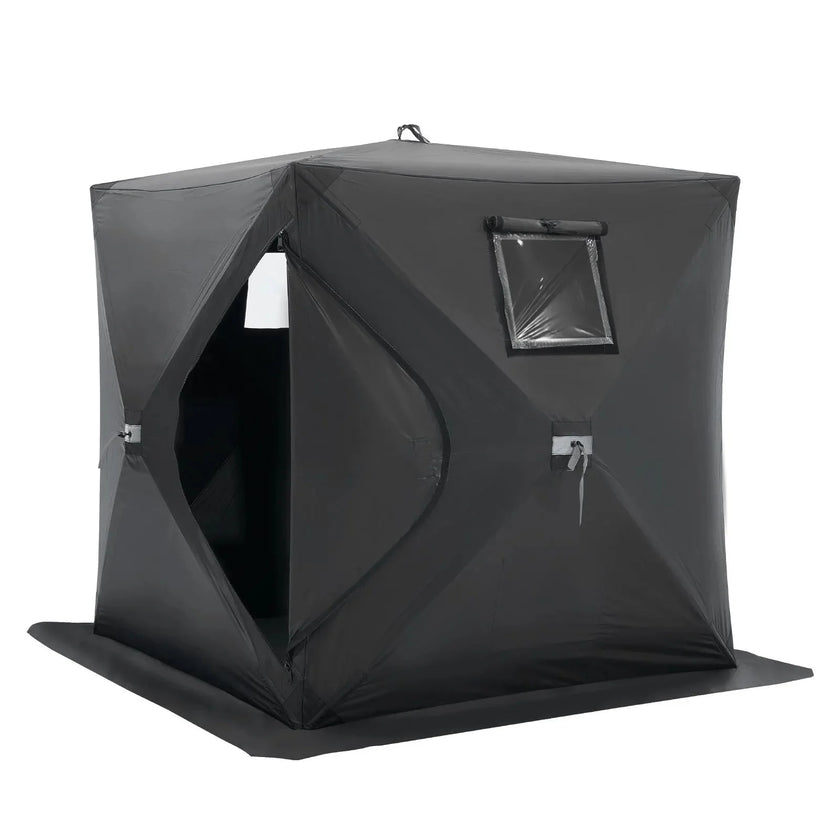 VEVOR Portable Ice Shelter, 1-2 Person Pop-Up Ice Fishing Tent, 24 Square Feet Fishable Area, Ice Shanty for Winter Fishing, Waterproof Oxford Ice Cube with Anchors/Ropes/Carrying Bag, 60