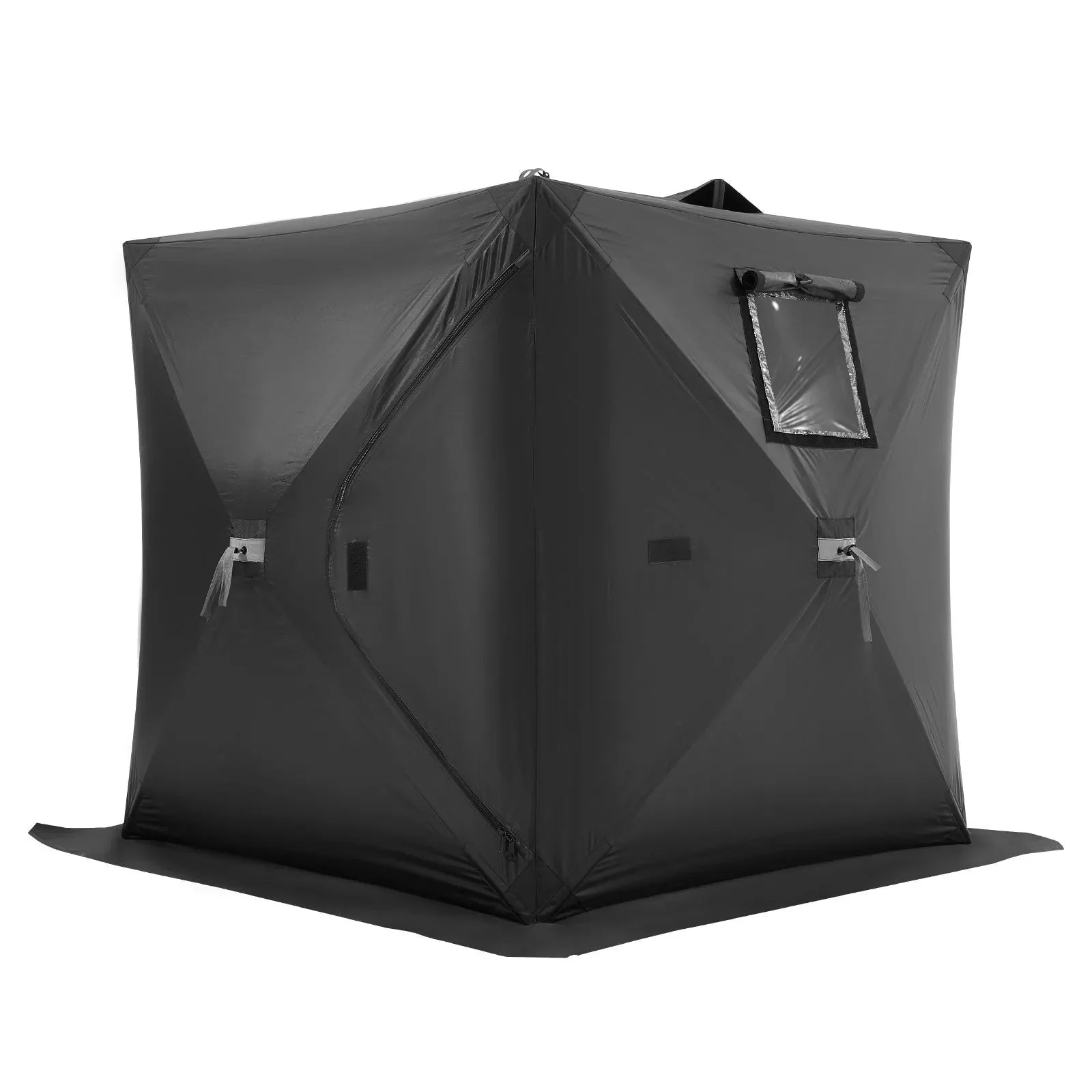 VEVOR Portable Ice Shelter, 1-2 Person Pop-Up Ice Fishing Tent, 24 Square Feet Fishable Area, Ice Shanty for Winter Fishing, Waterproof Oxford Ice Cube with Anchors/Ropes/Carrying Bag, 60