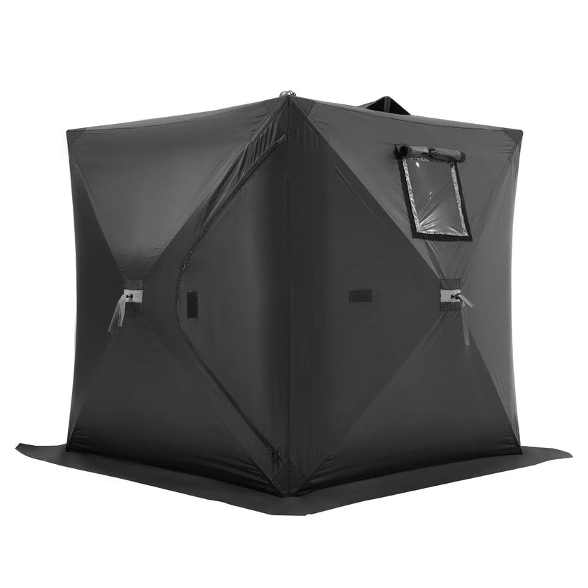 VEVOR Portable Ice Shelter, 1-2 Person Pop-Up Ice Fishing Tent, 24 Square Feet Fishable Area, Ice Shanty for Winter Fishing, Waterproof Oxford Ice Cube with Anchors/Ropes/Carrying Bag, 60