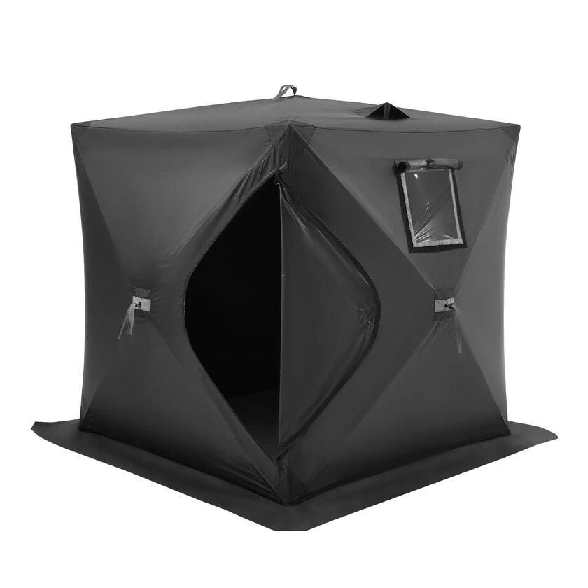 VEVOR Portable Ice Shelter, 1-2 Person Pop-Up Ice Fishing Tent, 24 Square Feet Fishable Area, Ice Shanty for Winter Fishing, Waterproof Oxford Ice Cube with Anchors/Ropes/Carrying Bag, 60