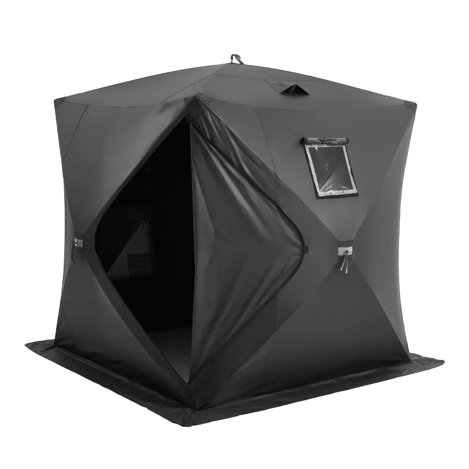 VEVOR Portable Ice Shelter, 3-4 Person Pop-Up Ice Fishing Tent, 35 Square Feet Fishable Area, Ice Shanty for Winter Fishing, Waterproof Oxford Ice Cube with Anchors/Ropes/Carrying Bag, 71